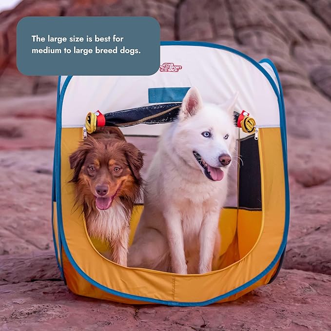 K9 Sport Sack K9 Kennel Portable Pop-Up Tent, Yellow - Large (30" L x 30" W x 30" H) - For Indoor & Outdoor Use + Travel - Includes Carry Bag & Four Stakes