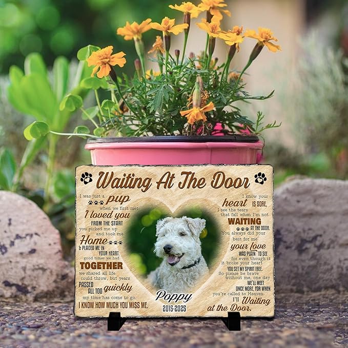 Pet Memorial Stone for Dogs | Personalized Rainbow Bridge Dog Memorial Stone for Remembrance Dog Passing Away Sympathy Gifts | Custom Garden Marker for Pet Lover