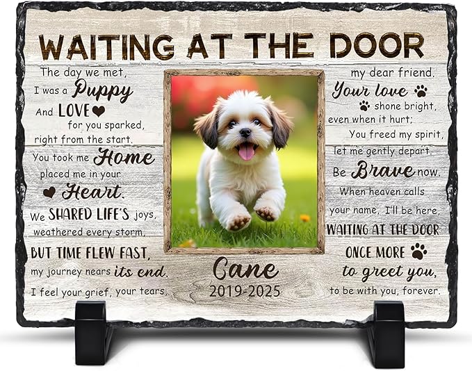 Ship Next Day, Customized Pet Memorial Stones for Dogs Cats Memorial Gifts for Loss of Dog Death Sympathy Gift with Photo Picture Name Date Personalized Pet Frame