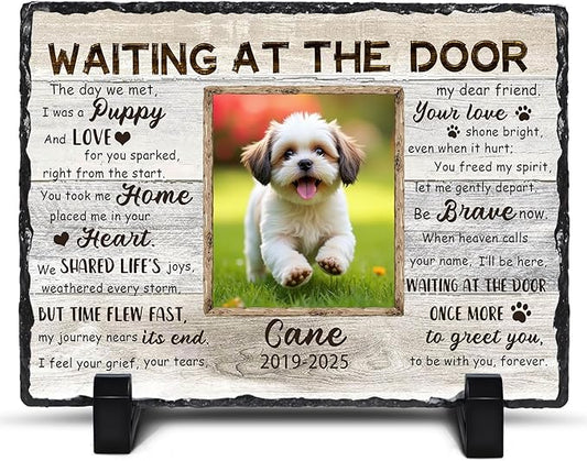 Ship Next Day, Customized Pet Memorial Stones for Dogs Cats Memorial Gifts for Loss of Dog Death Sympathy Gift with Photo Picture Name Date Personalized Pet Frame