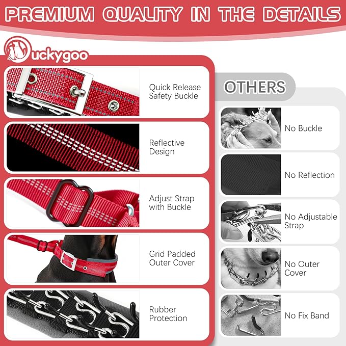 Reflective Martingale Collar for Dogs - Hidden Anti Pull Adjustable Training Collar Heavy Duty Buckle, Suitable for Small Medium Large Dogs on Walking & Hunting,Red,M