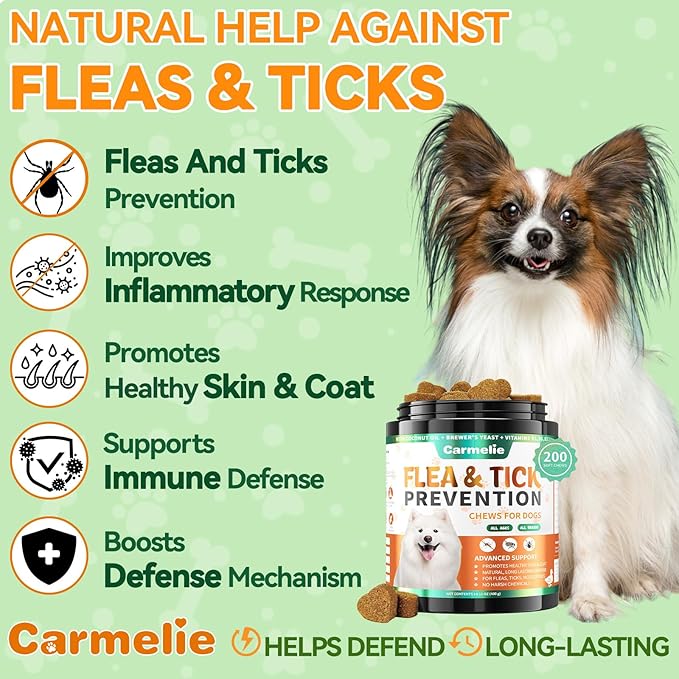 Dual Flavor Flea Chews Bundle - 200 Each - Natural Flea & Tick Prevention for Dogs - Oral Flea Support for All Breeds - Chicken & Duck Flavor Combo