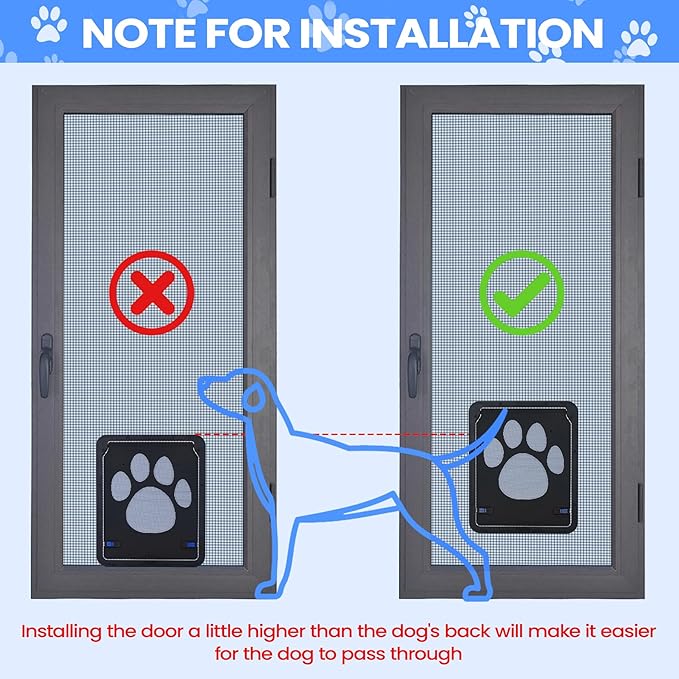 Large Dog Door for Screen Door, Lockable Doggy Door for Sliding Door, Automatic Closing Doggie Pet Screen Door, Build in Large Cat Screen Door