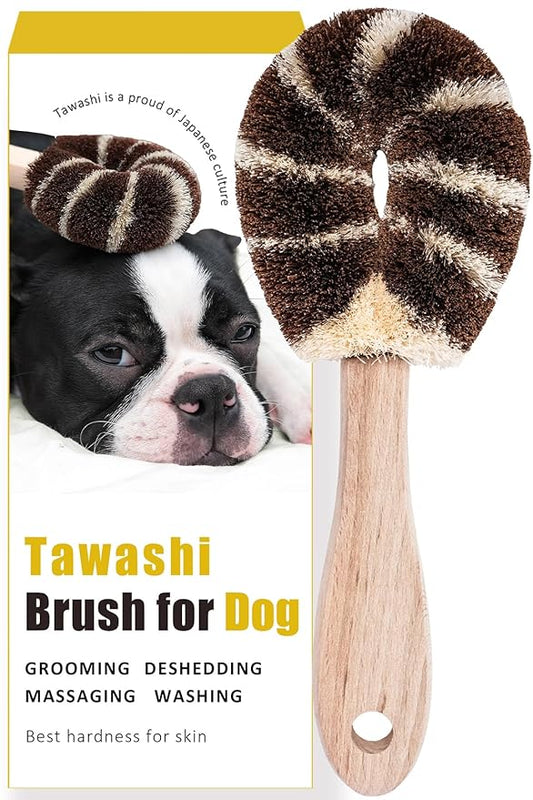 Dog Grooming Brush – Natural Fiber Dog Brush for Gentle Finishing & Daily Coat Care, Made in Japan, Low Static, Wooden Handle (Large Dog)