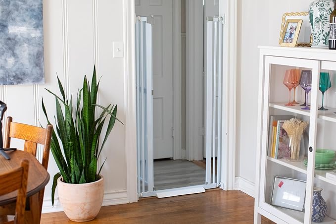BIRDROCK HOME Extra Tall Pet Gate for Doorways | 60in Tall Cat or Dog Indoor Gate | Adjustable 31in-36in Width | Auto Close | Includes Protective Wall Cups - White