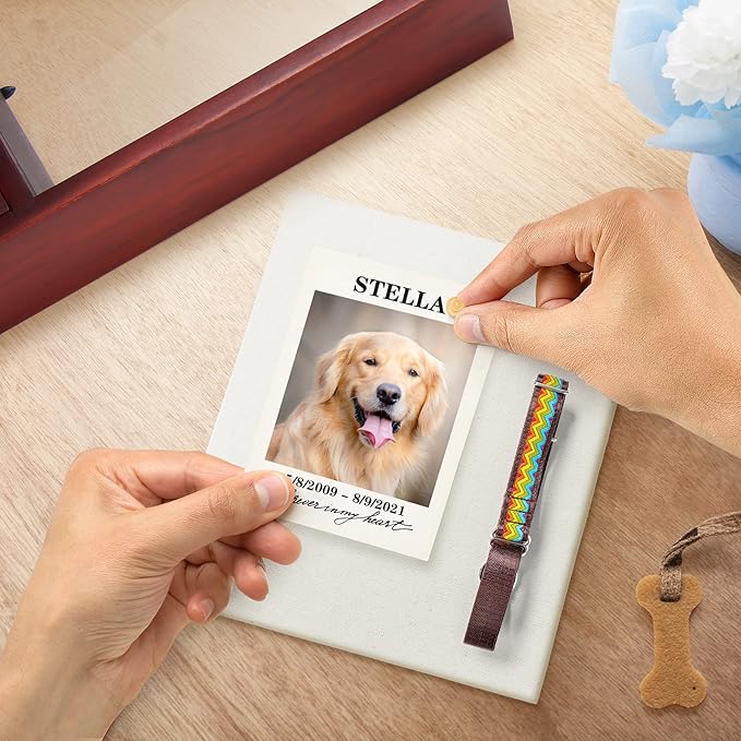 TJ.MOREE Dog Memorial Keepsake - Personalized Dog Urn Cremation Memorial Display Case - Letter from Heaven