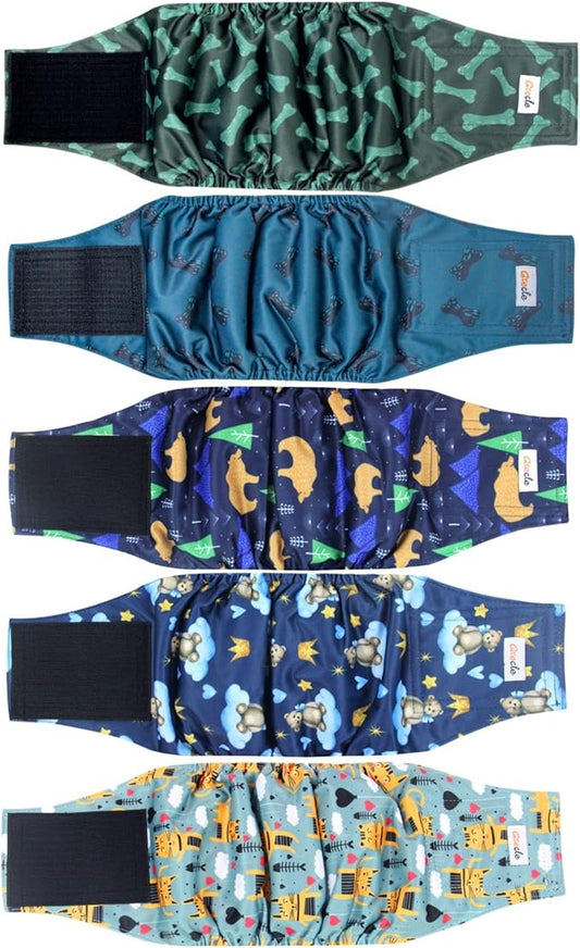 5 Pack Dog Diapers Male, Premium Belly Bands for Male Dogs, High Absorbing Dog Pee Wraps for Doggie in Incontinence or Excitable Urination and Training XXL