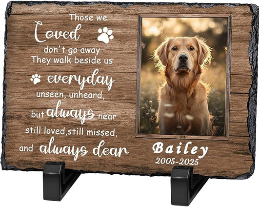 Ships Next Day Personalized Dog Memorial Gifts for Loss of Dog, Custom Pet Memorial Stone with Photo Name Date Bereavement Sympathy Gift for Dog Cat Lover