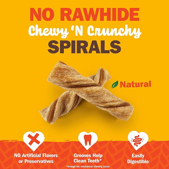 Cadet Chewalicious Chewy 'N Crunchy Spiral Dog Treats, Limited Ingredient, Rawhide-Free, Long-Lasting Chews for Dogs Made with Real Chicken, 8 Count, Pack of 1