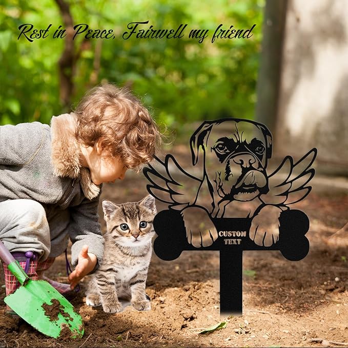 Custom Dog Grave Markers Outdoor, Personalized Pet Grave Marker Stake Dog Memorial, Outdoor Weatherproof Pet Cemetery Sign, Personalized Dog Memorial Gifts for Loss of Dog
