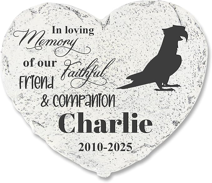 Personalized Pet Memorial Stone - Garden Memorial Stone Customized- Parrot Headstone - Parrot Tombstone - Cemetery Decorations - Memorial Plaque Outdoor