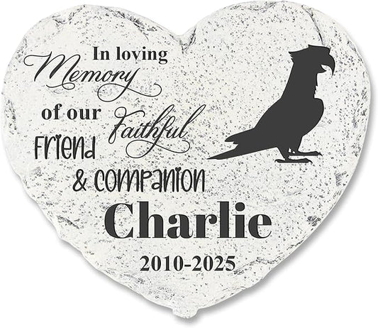 Personalized Pet Memorial Stone - Garden Memorial Stone Customized- Parrot Headstone - Parrot Tombstone - Cemetery Decorations - Memorial Plaque Outdoor