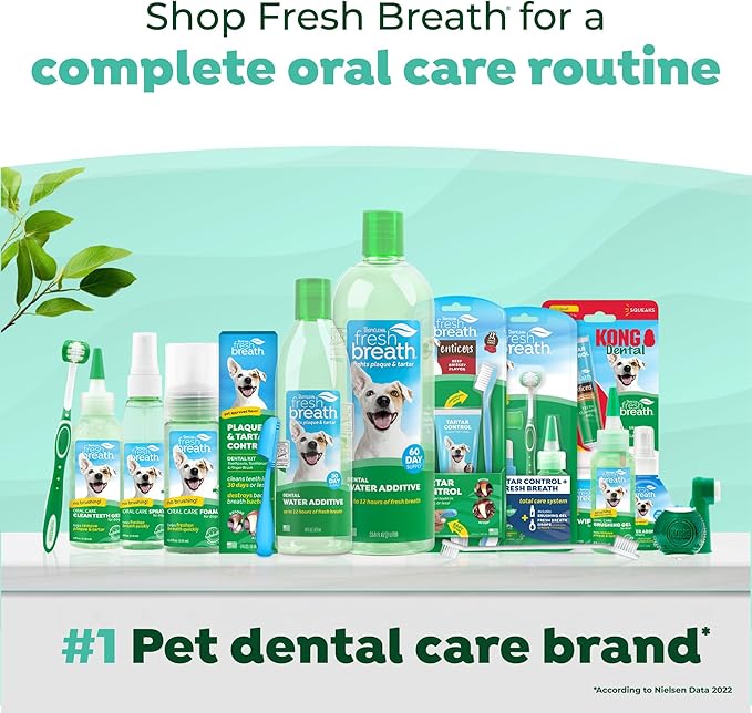 TropiClean Fresh Breath Water Additive for Dogs, Dog Breath Freshener & Teeth Cleaning Solution, No Toothpaste or Toothbrush Required, 33.8oz, 3 Pack