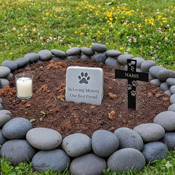Custom Dog Grave Markers Outdoor, Personalized Pet Grave Marker Stake Dog Memorial, Outdoor Weatherproof Pet Cemetery Cross Sign, Personalized Dog Memorial Gifts for Loss of Dog