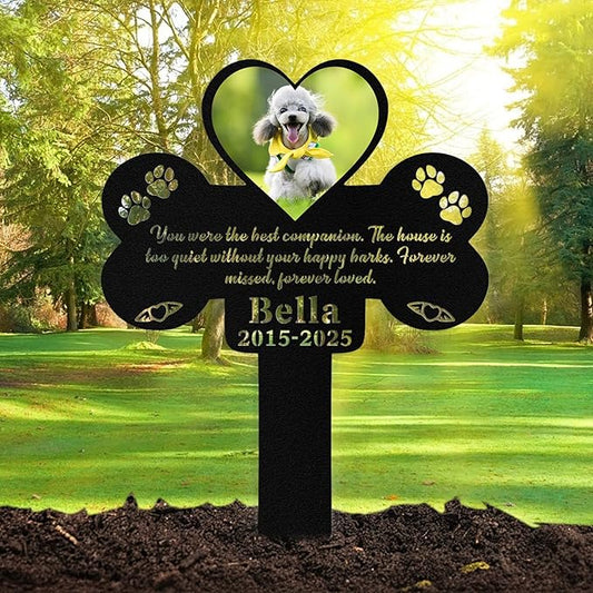 Custom Dog Grave Markers Outdoor, Personalized Pet Grave Marker Dog Memorial with Photo and Name, Outdoor Weatherproof Pet Cemetery Sign, Personalized Dog Memorial Gifts for Loss of Dog