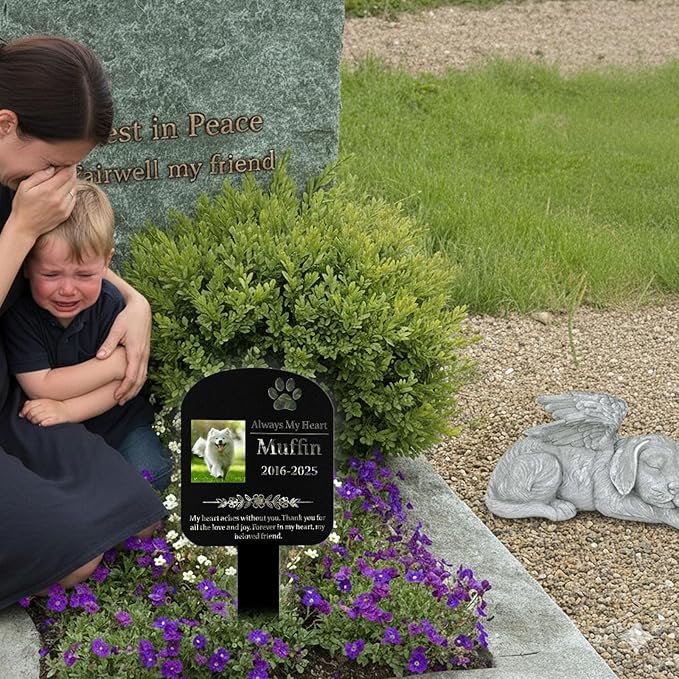 Custom Dog Grave Markers Outdoor, Personalized Pet Grave Marker Dog Memorial with Photo and Name, Outdoor Weatherproof Pet Cemetery Sign, Personalized Dog Memorial Gifts for Loss of Dog