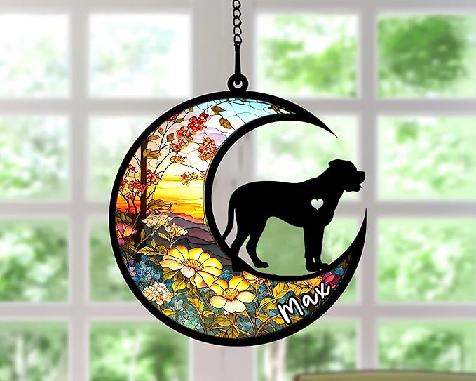 Personalized Dog Memorial, Custom Name Bullmastiff Dog Christmas Ornament with Name, Custom Breeds, Pet Loss Light Catcher, Gifts for Lovers Loss of Pet Sympathy on Mothers Day Christmas
