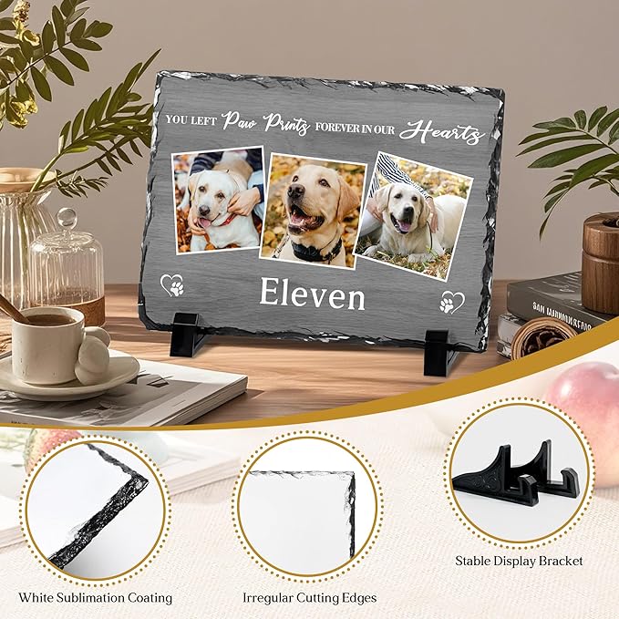 Personalized Dog Memorial Gifts for Loss of Dog, Custom Pet Memorial Stone with Photo Name, Pet Headstones for Dogs, Bereavement Sympathy Gifts for Dog Cat Lover