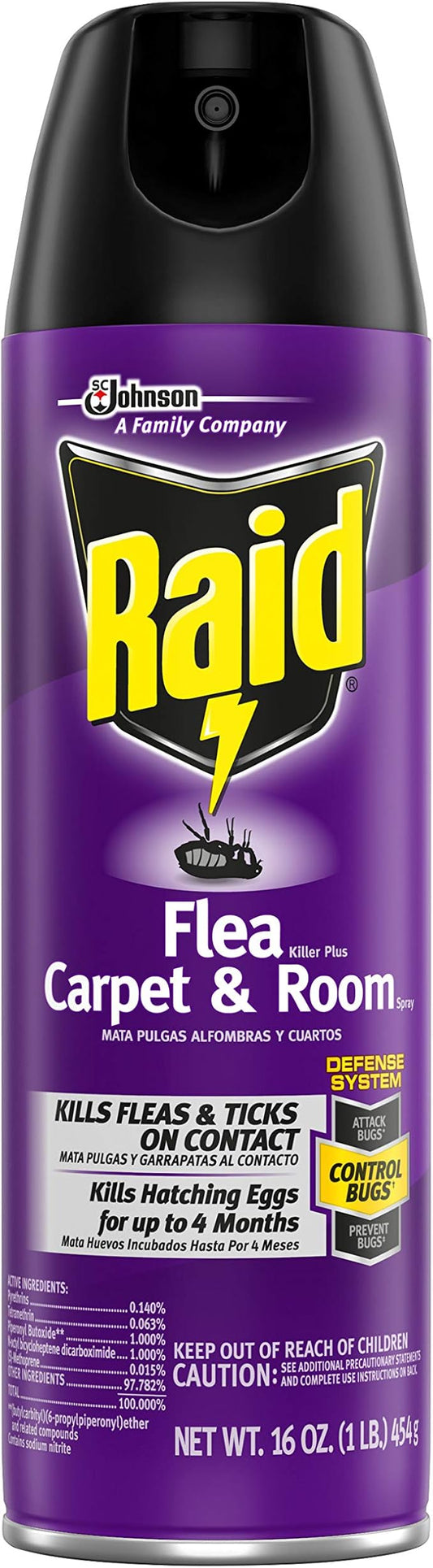 Raid Flea Killer, Kills Fleas, Crickets, Roaches, Silverfish and Ticks, Use in your Home or on your Dog, 16 oz