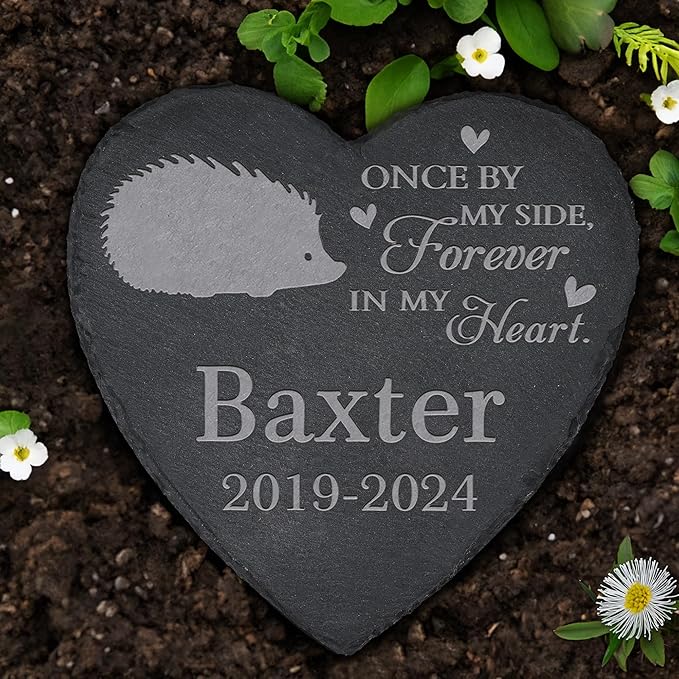 Personalized Pet Memorial, Hedgehog Memorial Stone, Hedgehog Tombstone, Hedgehog Grave Marker, Hedgehog Memorial Gifts, Hedgehog Loss - Heart-Shaped