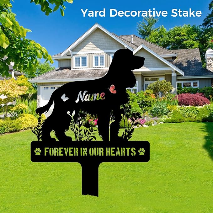Custom American Cocker Spaniel Am Cocker Dog Grave Marker, Personalized Dog Memorial Stake, Metal Pet Tombstone, Outdoor Sympathy Sign for Garden Yard Decor, Pet Loss Gift
