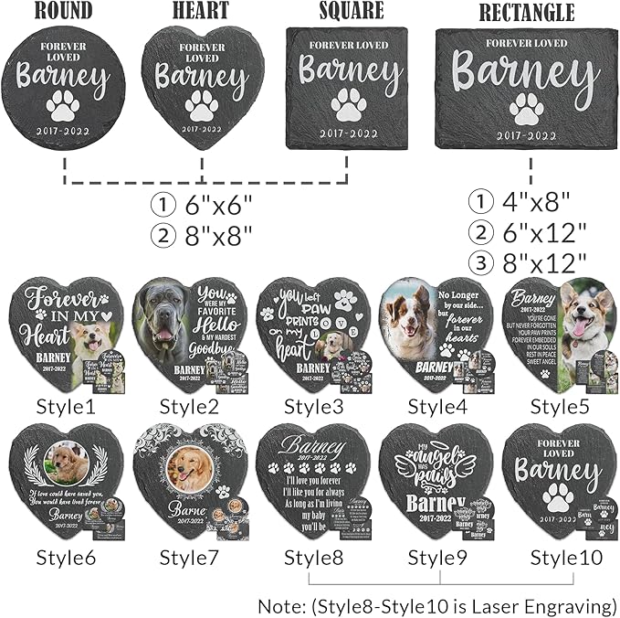 ubjva Dog Memorial Stone Dog Memorial Gifts for Loss of Dog Pet Garden Stone for Indoor Outdoor Lawn Backyard Cemetery Decorations - Style9(Laser Engraving)
