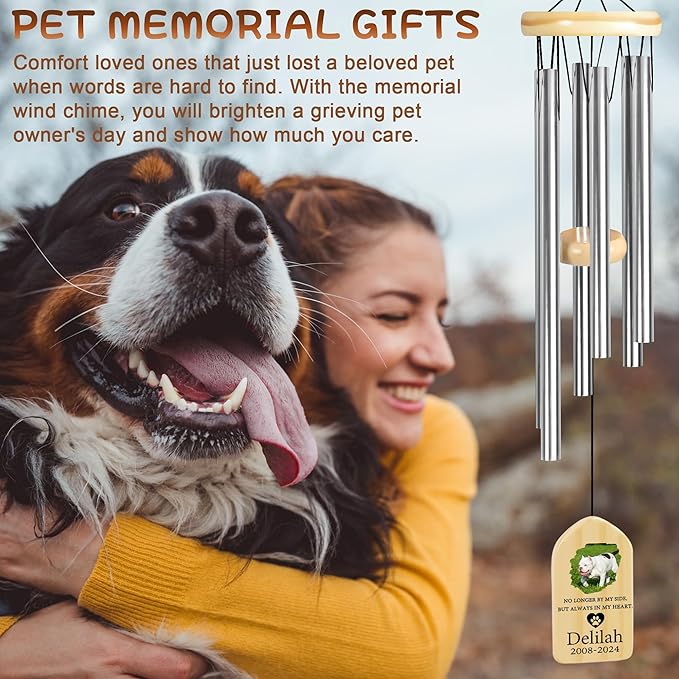 Dog Memorial Gifts for Loss of Dog, Pet Memorial Wind Chime, Pet Memorial Gifts, Pet Loss Gifts, Loss of Dog Sympathy Gift, Dog Remembrance Gift, in Memory of Dog Cat - Always in My Heart