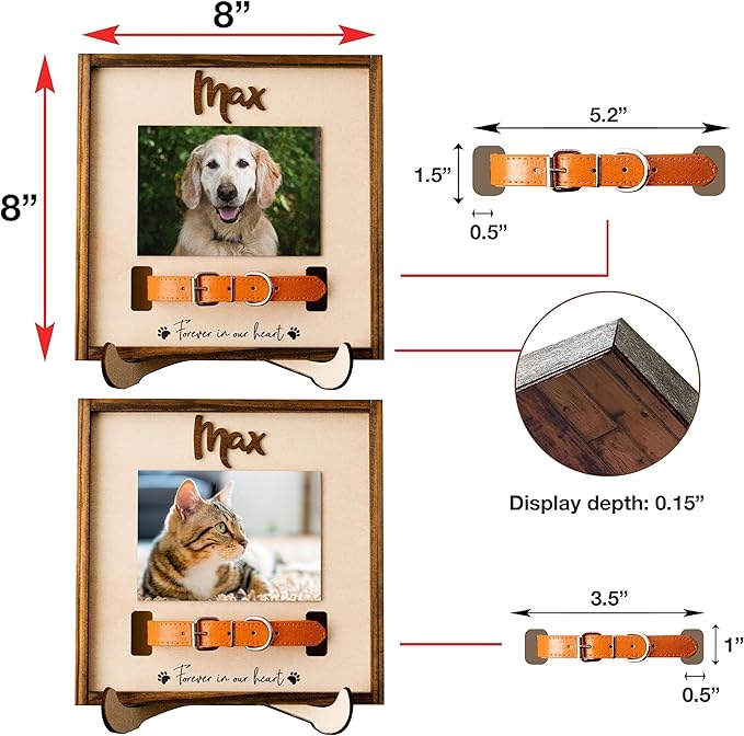 Nazenti Personalized Dog Memorial Picture Frame, Custom Sympathy Gifts for Loss of Dog, Pet Loss Gift, Pet Memorial Frame with Collar Holder, Cat Condolences Gift, Dogs Sign Bereavement Gifts