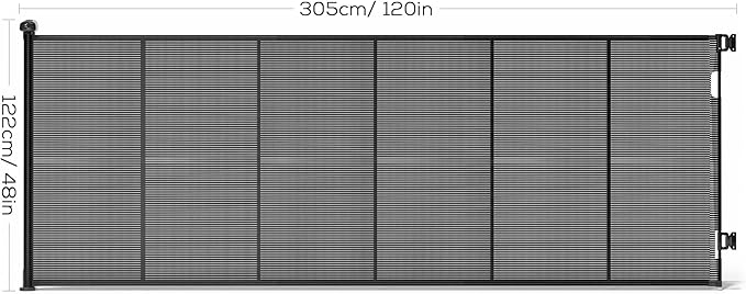 Retractable Baby Gate for Stairs, 48" Tall X 120" Wide Mesh Dog Gate Indoor, Child Gate for Doorways, Hallways, Deck, Indoor Outdoor Pet Baby Safety Essentials for Home, Black