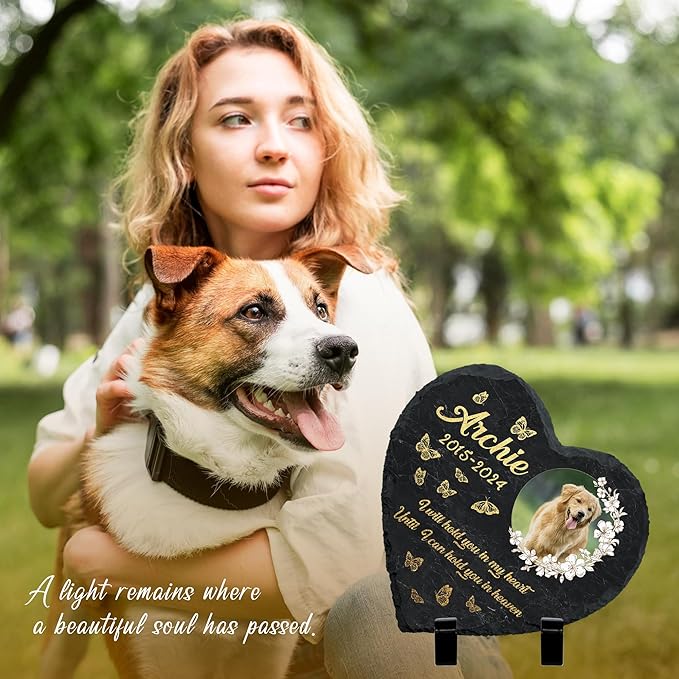 Dog Memorial Gifts for Loss of Dogs, Pet Memorial Gift Stones, Dogs Cats Bereavement Remembrance Sympathy Gifts for Pet Lovers, Cemetery Decorations for Grave, Home Decor Memory Picture Frame