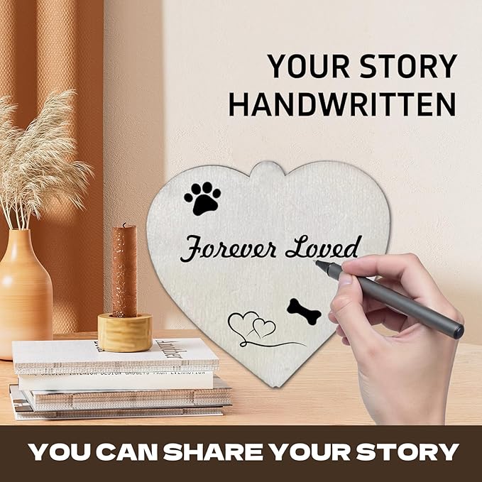 Pet Memorial Gift - Rotating Wooden Picture Frame for Dog or Cat, Heart Pendant & Holds Two 4x6 Photos, Sympathy Remembrance in Memory of Pet for Family Friend