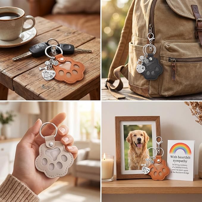 Dog Memorial Gifts for Loss of Dog – 6 PCS Pet Keepsake Keychain Set with Fur Capsule, Engraved Quotes & Gift Box – Sympathy Gift for Pet Loss, In Memory of a Beloved Pet