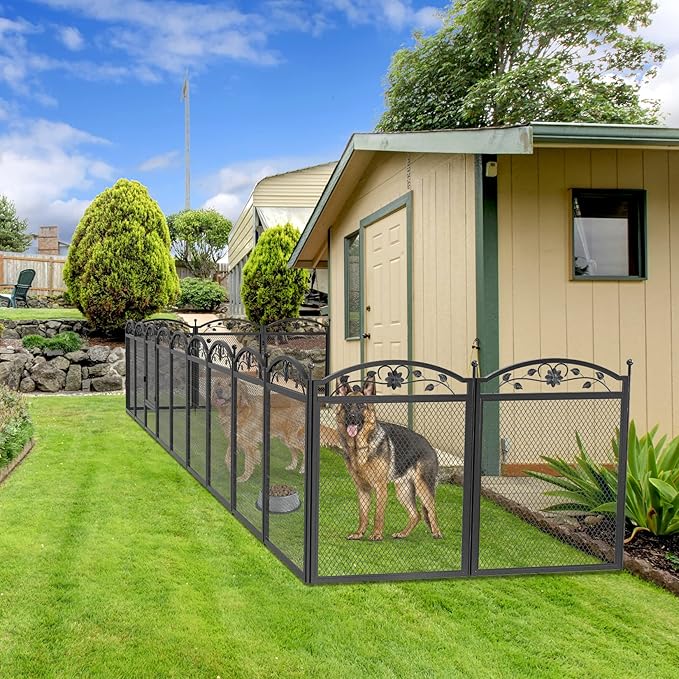 BingoPaw Dog Playpen Indoor: 8 Panels 32” Tall Metal Pet Pen Puppy Whelping Box with Waterproof Bottom - Outdoor Doggy Run Fence with Door for Small Medium Large Dogs