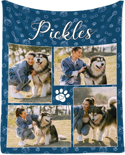 Ship Next Day, Personalized Dog Memorial Gifts, Custom Pet Blanket with Picture Name, Customized Pet Memorial Blanket with Photos, Loss of Pet Sympathy Gift, Dog Passing Away Bereavement Gifts