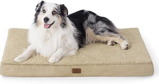 Bedsure XL Dog Bed for Crate - Large Comfy Flat Pet Beds with Removable Washable Cover, Orthopedic Egg Crate Foam Crate Mat, Suitable for Pet Up to 90 lbs