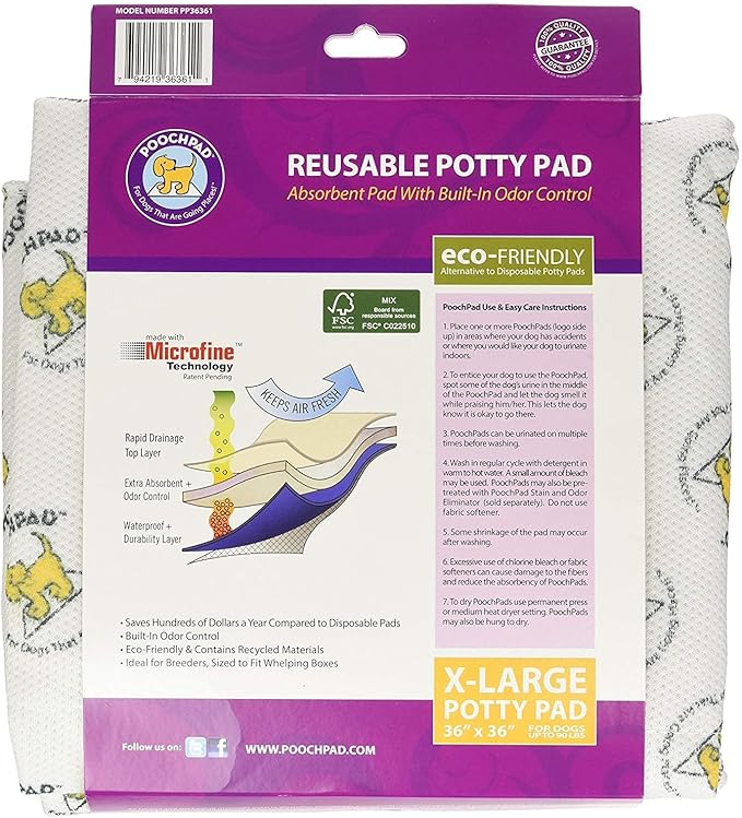 PoochPad Original Washable, Reusable Potty Pad (X-Large) - Unmatched Odor Control, Leakproof Puppy Training Pee Pad