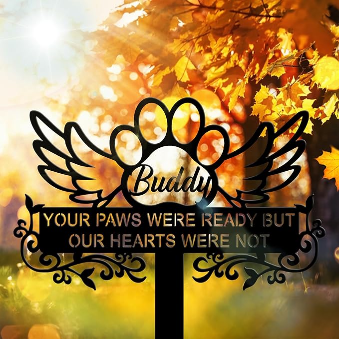 Personalized Pet Memorial Grave Marker, Custom Pet's Name Cemetery Decorations for Funerary, Metal Pet Garden Stake, Outdoor Sympathy Pet Stake Plaque Gift for Loss Dog