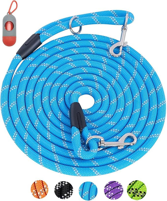 Heavy Duty Dog Leash for Large, Medium, Small Dogs - 10FT/16FT/30FT/50FT/100FT, Reflective Threads, Ideal for Walking, Playing, Camping, or Yard