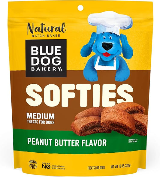 Blue Dog Bakery Softies, Soft & Chewy Peanut Butter Dog Treats, Medium Size, Healthy Treats, All Natural Ingredients,10 oz (Pack of 1)