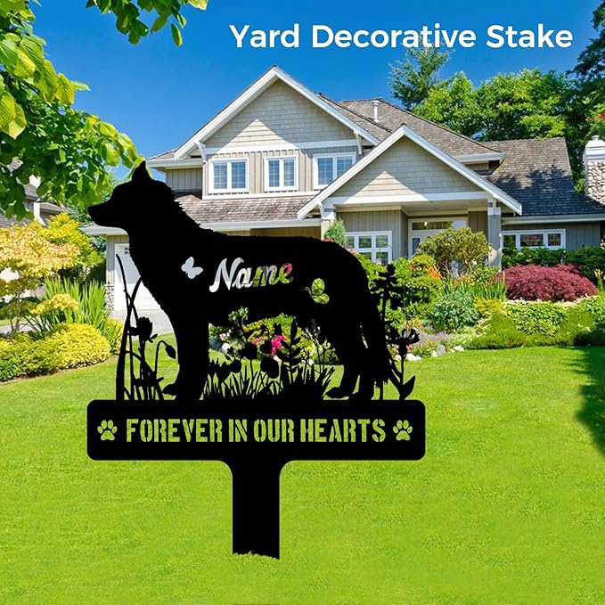 Custom Husky Sibe Dog Grave Marker, Personalized Dog Memorial Stake, Metal Pet Tombstone, Outdoor Sympathy Sign for Garden Yard Decor, Pet Loss Gift