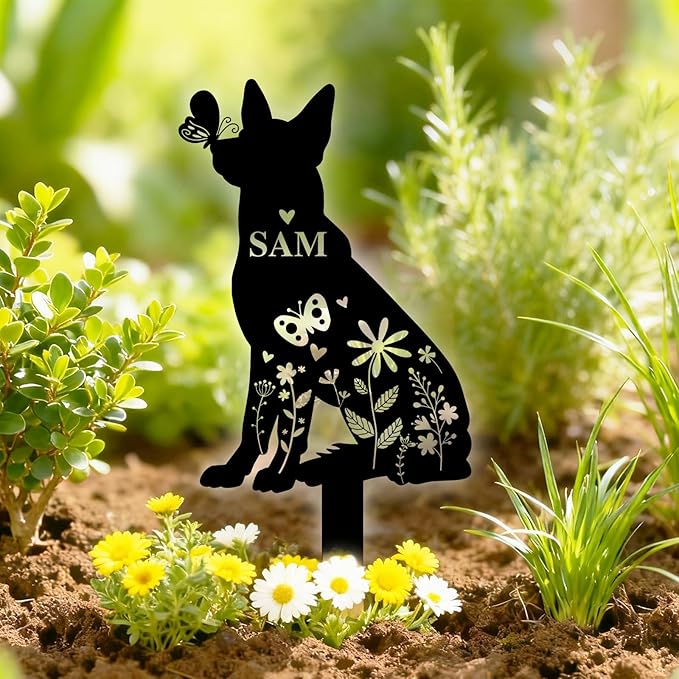 Custom Metal Dog Grave Marker Stake, Personalized Pet Headstones for Dogs, Outdoor Garden Pet Cemetery Metal Sign, Pet Memorial Gifts for Gogs, Dog Name Sign for Yard Cemetery