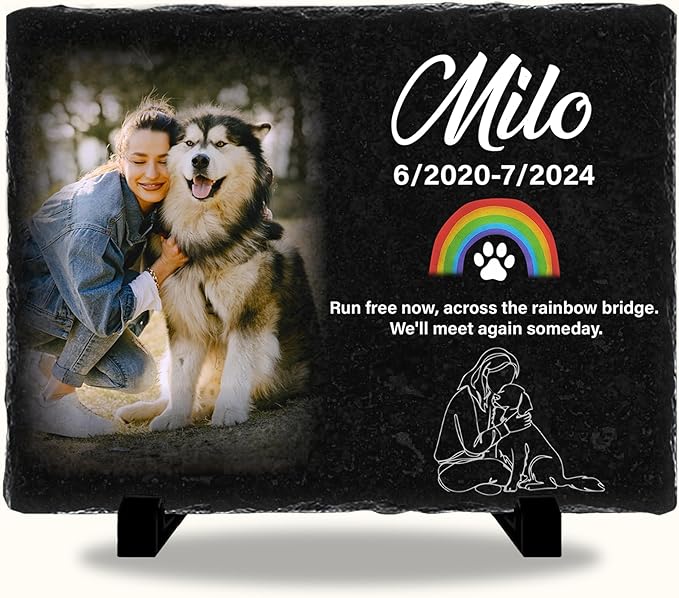 Custom Dog Memorial Stones Personalized Dog Gifts | Pet Memory Thoughtful Gifts for 4-Legged Companion Passed Away | Best Remembrance Gift for Pets Loss | Pet Stones Memorial Dogs with Photo
