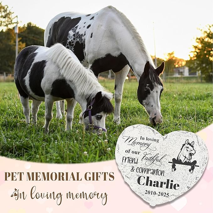 Personalized Pet Memorial Stone - Garden Memorial Stone Customized- Horse Headstone - Horse Tombstone - Loss Gift for Pet - Memorial Plaque Outdoor