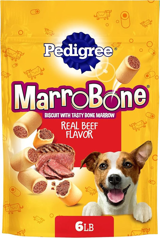 Pedigree Dry Dog Treats MarroBone, Real Beef Flavor, Bone Marrow Dog Treats, 6 lb. Bag (Pack of 1)