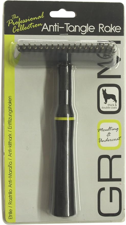 Happy Pet Groom Anti Tangle Undercoat Rake for Dogs Deshedding Detangling Brush Professional Hair Remover Dematting Moulting Comb for All Coat Types