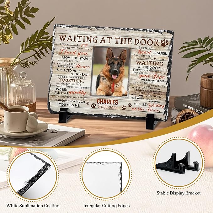 Personalized Dog Memorial Gifts for Loss of Dog, Custom Pet Memorial Stone with Photo Name, Pet Headstones for Dogs, Bereavement Sympathy Gifts for Dog Cat Lover