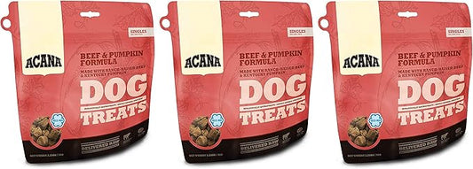 ACANA 3 Pack of Beef and Pumpkin Dog Treats, 3.25 Ounces Each, Freeze-Dried Raw Single-Source Protein
