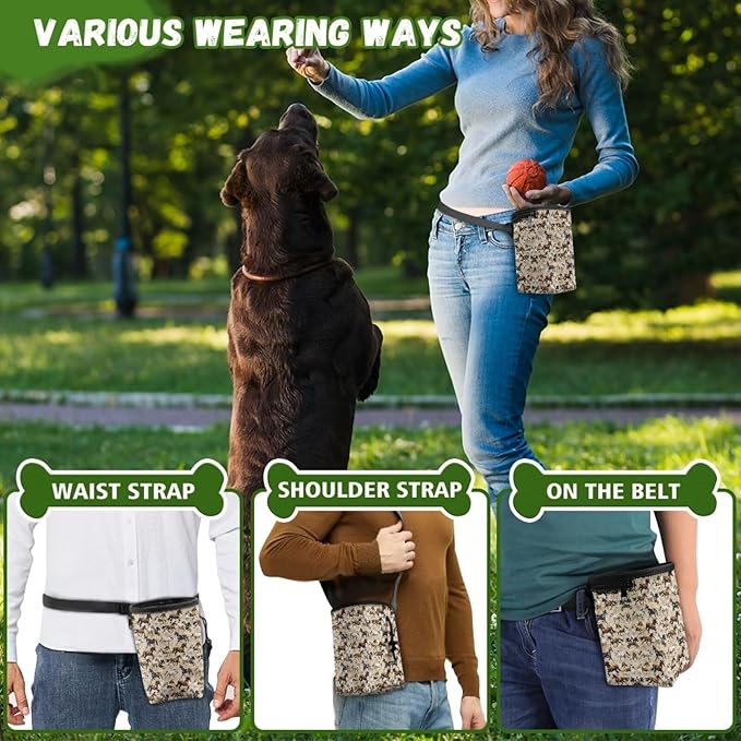 Running Horses Pet Treat Pouch Dog Treat Bag Pet Training Treat Bag Dog Treat Carrier Holder Pet Feed Snack Reward Bag with Waist Belt Shoulder Strap