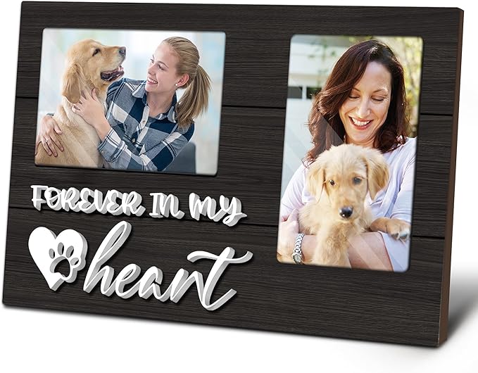 cocomong Dog Memorial Gifts for Loss of Dog, Pet Memorial Gifts Picture Frame, Sympathy Gift Pet Picture Frame Holds 2 4x6 Inches Photos for Family & Friend
