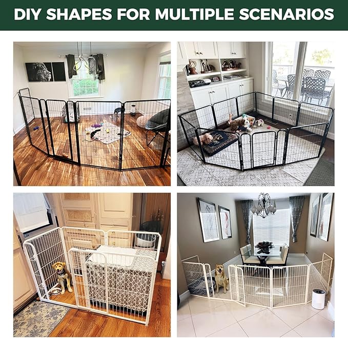 FXW Homeplus Unleashed Indoor Dog Playpen - Stress-Free and Safe Play, Heavy Duty 32 Inch 32 Panels Dog Pen for Small and Medium Dogs, Black│Patented